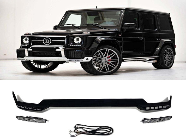 Fiberglass Front AMG Bumper Lip Spoiler with LEDs for Mercedes-Benz G-Class W463